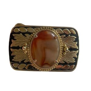 Banded Agate Metal Belt Buckle